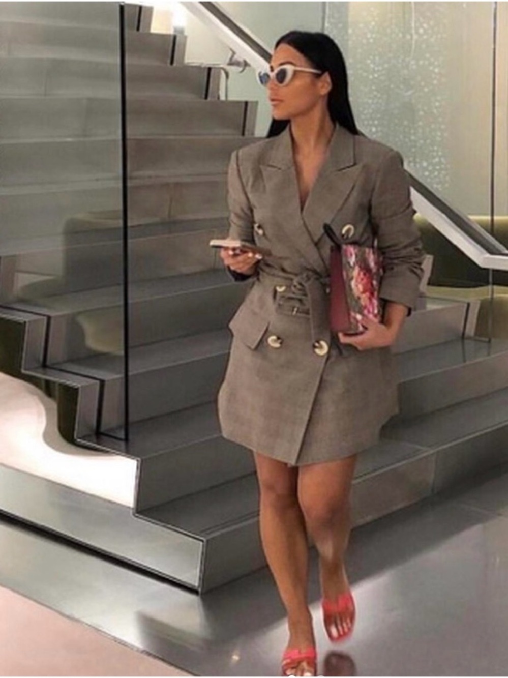 SLNGHR Double-Breasted Taupe Blazer Dress size XS
